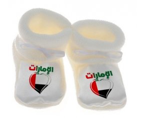 Chausson bébé Émirats arabes unis en arabe + cœur de couleur Blanc