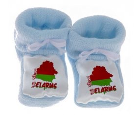 Chausson bébé Belarus maps de couleur Bleu