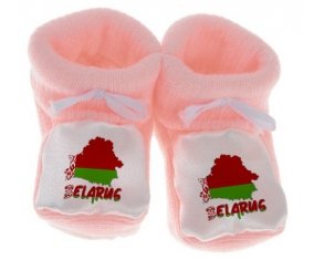 Chausson bébé Belarus maps de couleur Rose
