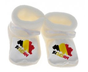 Chausson bébé Belgium maps de couleur Blanc