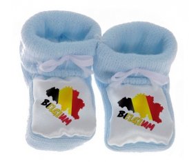 Chausson bébé Belgium maps de couleur Bleu