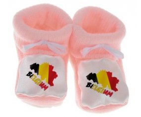 Chausson bébé Belgium maps de couleur Rose