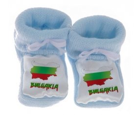 Chausson bébé Bulgaria maps de couleur Bleu