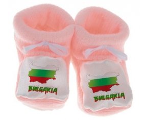 Chausson bébé Bulgaria maps de couleur Rose