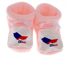 Chausson bébé Czech maps de couleur Rose