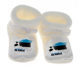 Chausson bébé Estonia maps de couleur Blanc