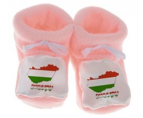 Chausson bébé Hungary maps de couleur Rose