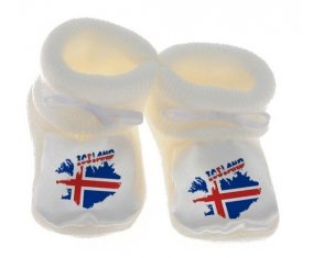 Chausson bébé Iceland maps de couleur Blanc