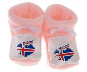 Chausson bébé Iceland maps de couleur Rose