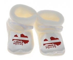 Chausson bébé Latvia maps de couleur Blanc