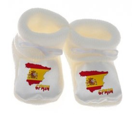 Chausson bébé Spain maps de couleur Blanc