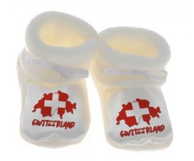 Chausson bébé Switzerland maps de couleur Blanc