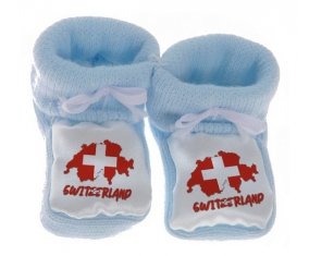 Chausson bébé Switzerland maps de couleur Bleu