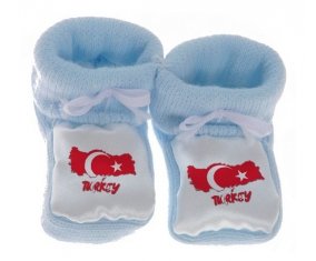 Chausson bébé Turkey maps de couleur Bleu