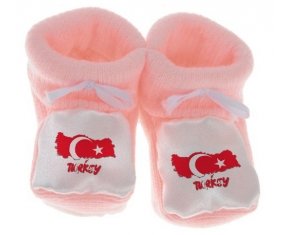 Chausson bébé Turkey maps de couleur Rose