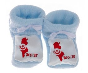 Chausson bébé Tunisie maps de couleur Bleu