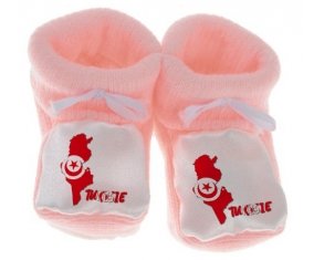 Chausson bébé Tunisie maps de couleur Rose