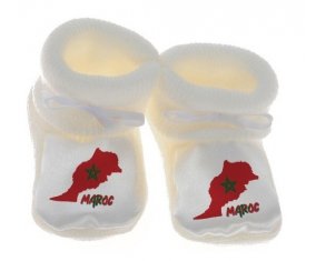 Chausson bébé Maroc maps de couleur Blanc