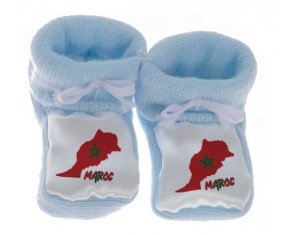 Chausson bébé Maroc maps de couleur Bleu