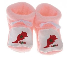 Chausson bébé Maroc maps de couleur Rose