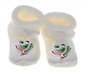 Chausson bébé I Love Bulgaria de couleur Blanc