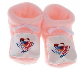 Chausson bébé I Love Samoa de couleur Rose