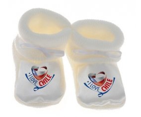 Chausson bébé I Love Chile de couleur Blanc