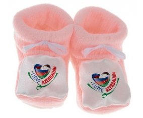 Chausson bébé I Love Azerbaijan de couleur Rose