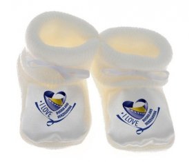 Chausson bébé I Love Bosnia and Herzegovina de couleur Blanc