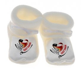 Chausson bébé I Love East Timor de couleur Blanc