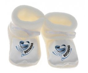 Chausson bébé I Love Bostwana de couleur Blanc