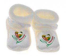 Chausson bébé I Love Guinea-Bissau de couleur Blanc