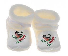 Chausson bébé I Love Jordan de couleur Blanc