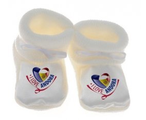 Chausson bébé I Love Andora de couleur Blanc