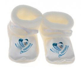 Chausson bébé I Love Guatemala de couleur Blanc