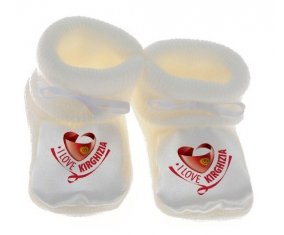 Chausson bébé I Love Kirghizia de couleur Blanc