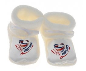 Chausson bébé I Love Costa Rica de couleur Blanc