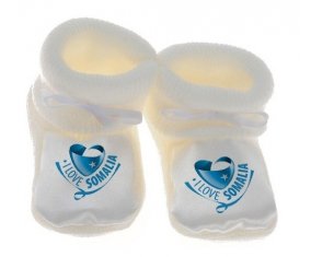 Chausson bébé I Love Somalia de couleur Blanc