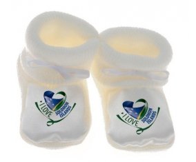 Chausson bébé I Love Solomon Islands de couleur Blanc