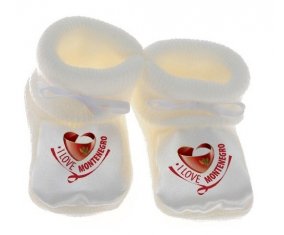 Chausson bébé I Love Montenegro de couleur Blanc