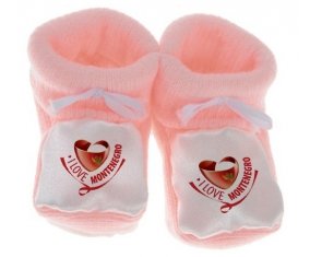 Chausson bébé I Love Montenegro de couleur Rose