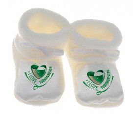 Chausson bébé I Love Turkmenistan de couleur Blanc
