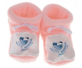 Chausson bébé I Love Micronesia de couleur Rose