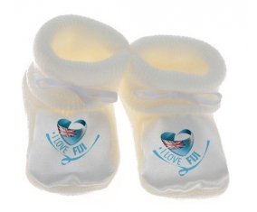 Chausson bébé I Love Fiji de couleur Blanc