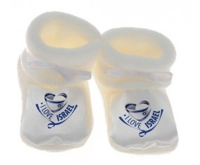 Chausson bébé I Love Israel de couleur Blanc