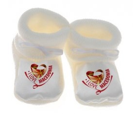 Chausson bébé I Love Macedonia de couleur Blanc