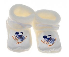 Chausson bébé I Love Marshall islands de couleur Blanc