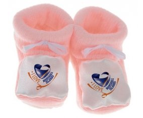 Chausson bébé I Love Marshall islands de couleur Rose