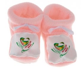 Chausson bébé I Love Sao Tome and Rincipe de couleur Rose