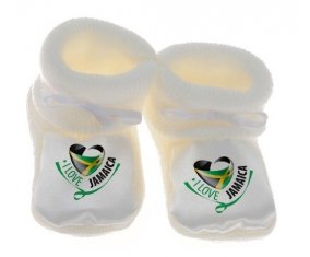 Chausson bébé I Love Jamaica de couleur Blanc